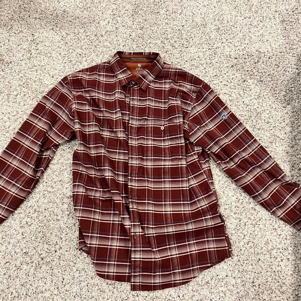 Kuhl Men's XL Flannel burgundy plaid